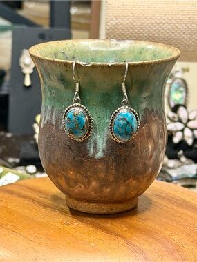 Turquoise Drop Earrings with 925 Sterling Silver